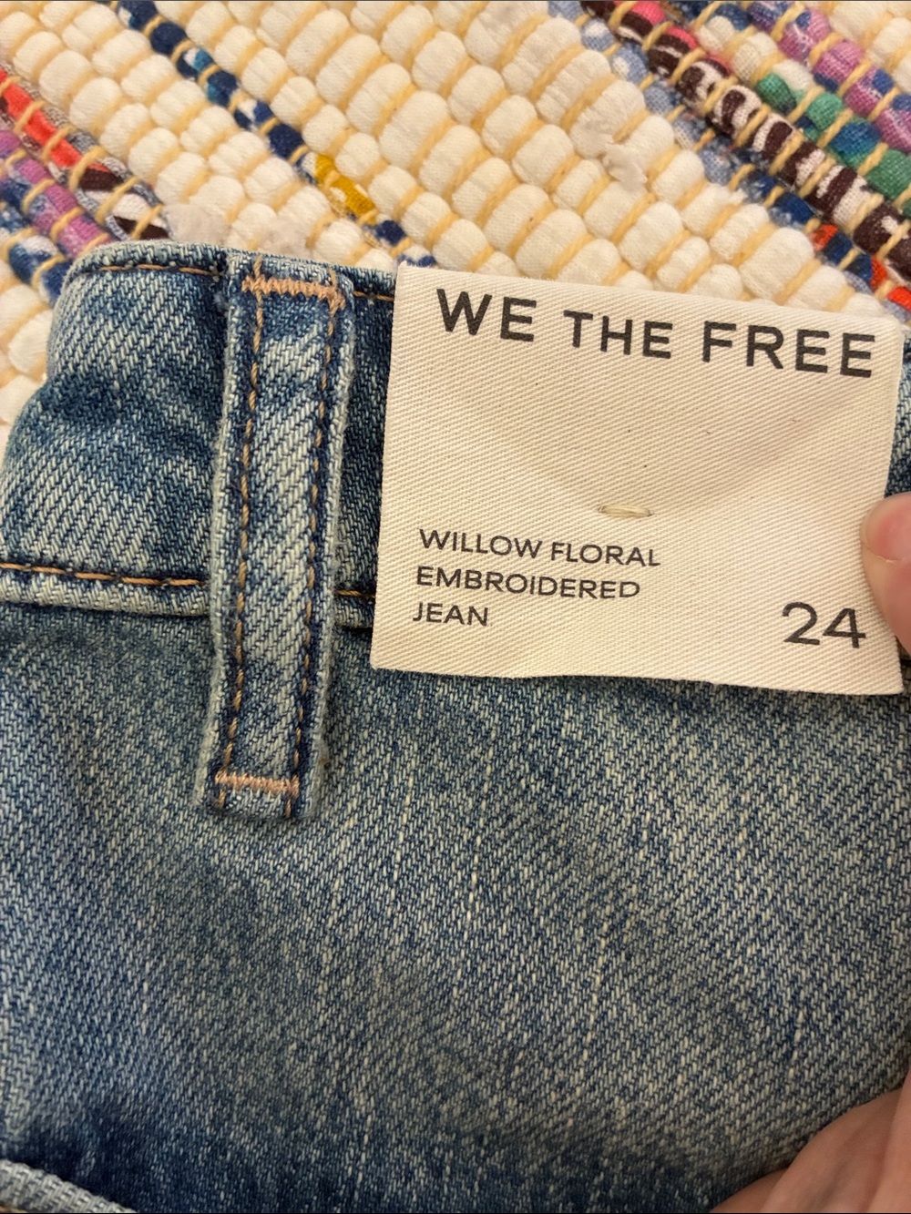 We The Free Light Blue High-Rise Women's Embroidered Denim Jeans, size 24 NWT - Picture 3 of 7